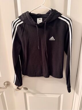 adidas Black Hoodie with White Trefoil Logo
